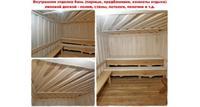 Внутренняя отделка бань липовой доской.
