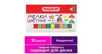 Мел цветной ПИФАГОР, набор 10 шт квадратный, 221168