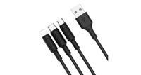 Кабель Hoco X25 Soarer USB - micro USB; Lightning; USB Type-C 1 м, черный